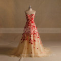 A Line Lace Red Gold Wedding Dress Pictures